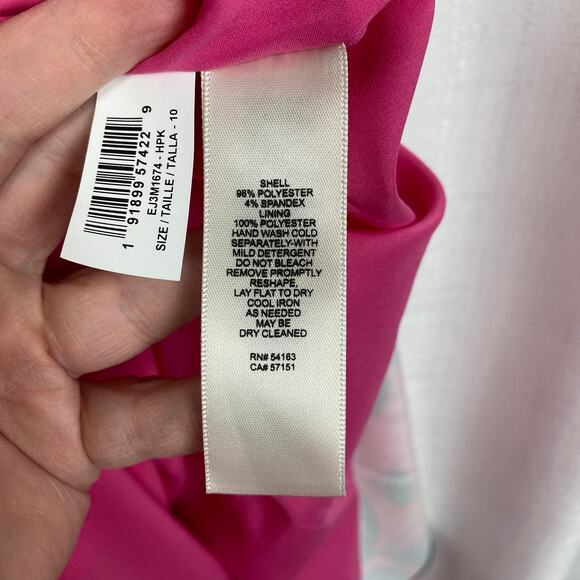 Eliza J Hot Pink Floral One Shoulder Ruffle Hi Lo A Line Dress Sz.10 NWT - Picture 13 of 16